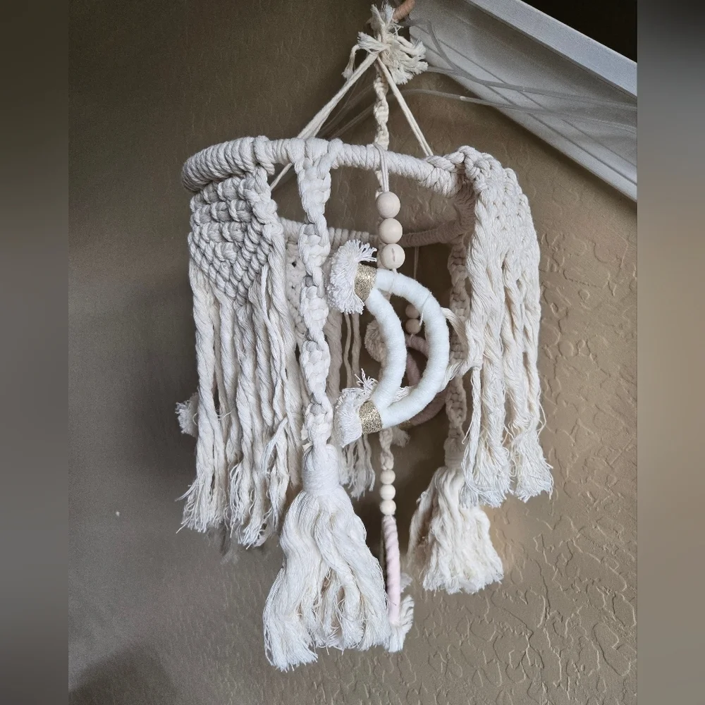 Handmade Macrame Mobile Hanger Any Room, Cribs Or Dorm